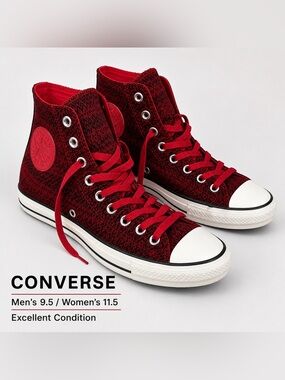Converse |All Star Red Black Zig Zag High Tops |Men’s 9.5 Women’s 11.5
